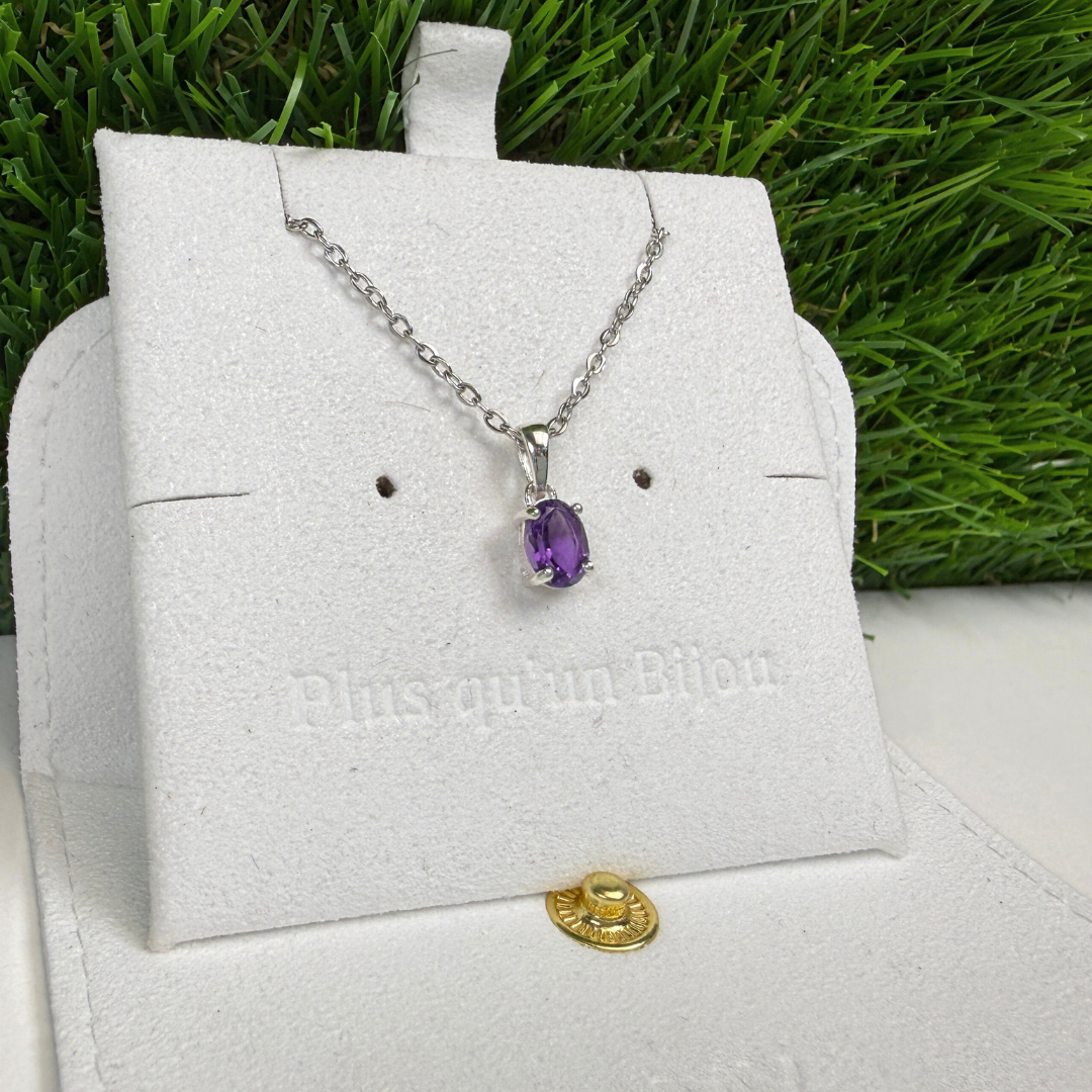 Pendentif Solitaire Améthyste Ovale