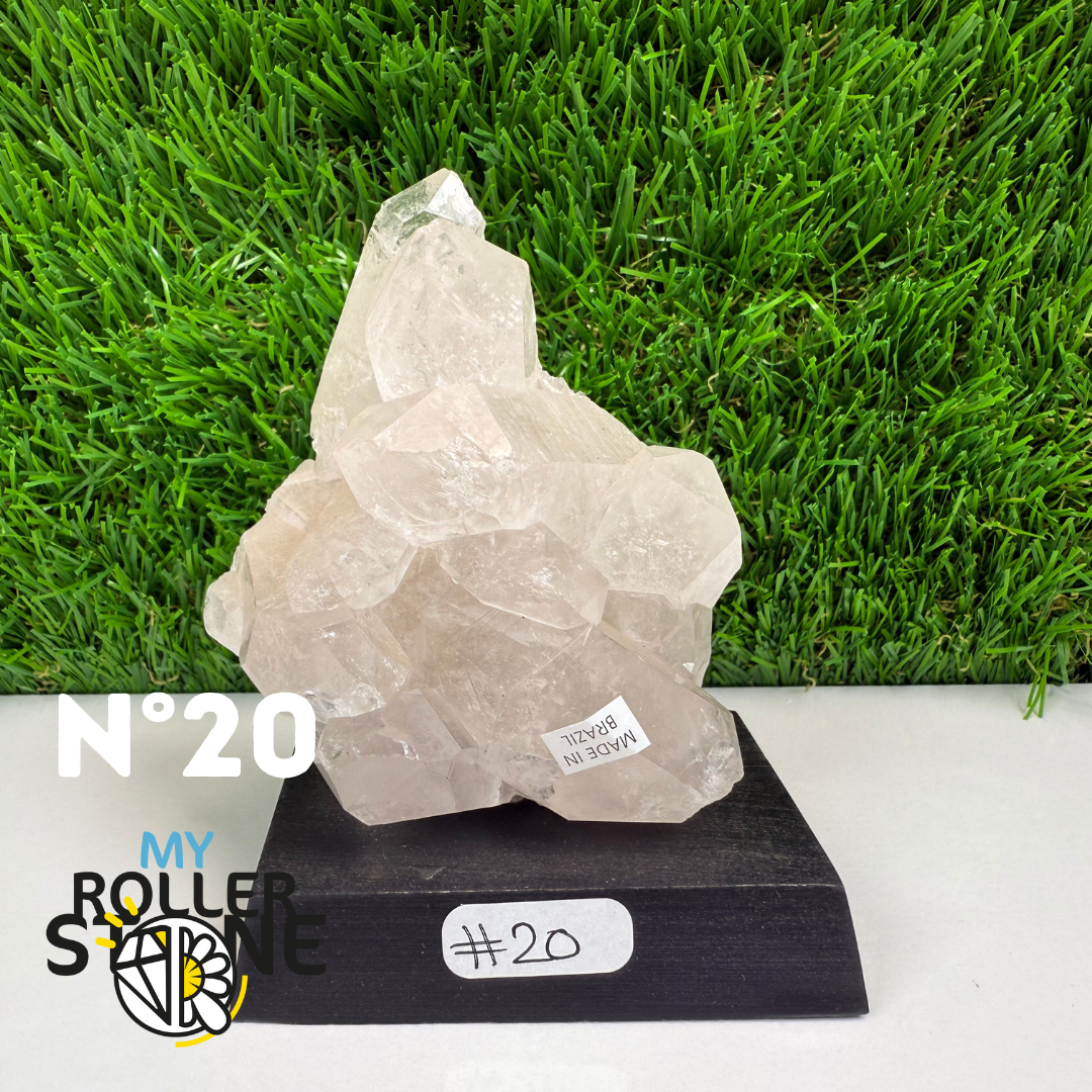 Cristal de roche sur support bois