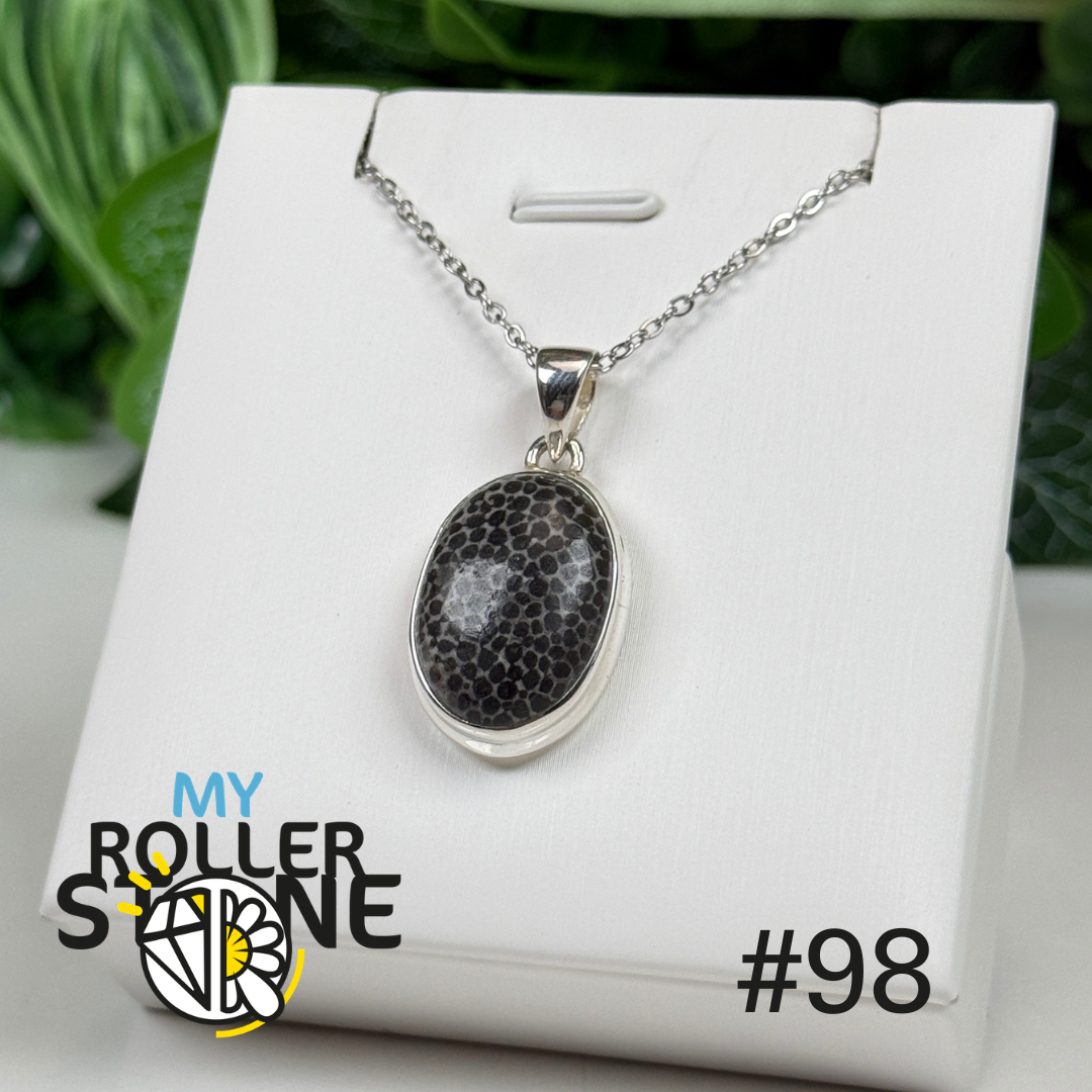 Pendentif argent corail noir #CP98