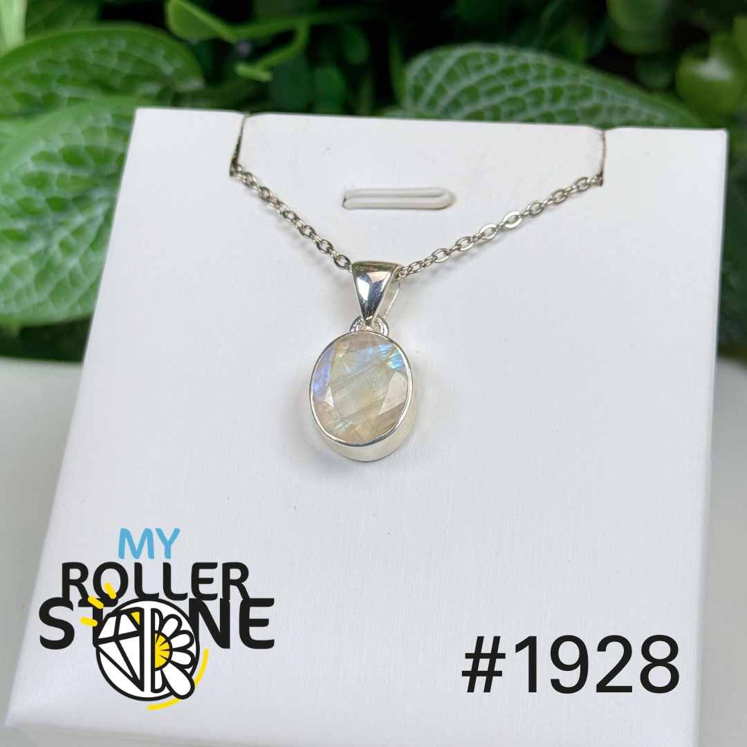 Pendentif argent pierre de lune facettée #1928