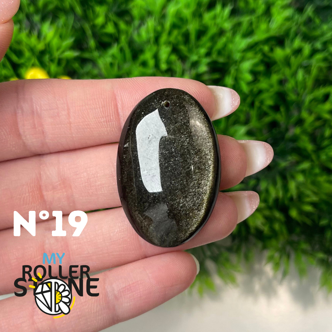 Pendentif Obsidienne dorée 5A percé