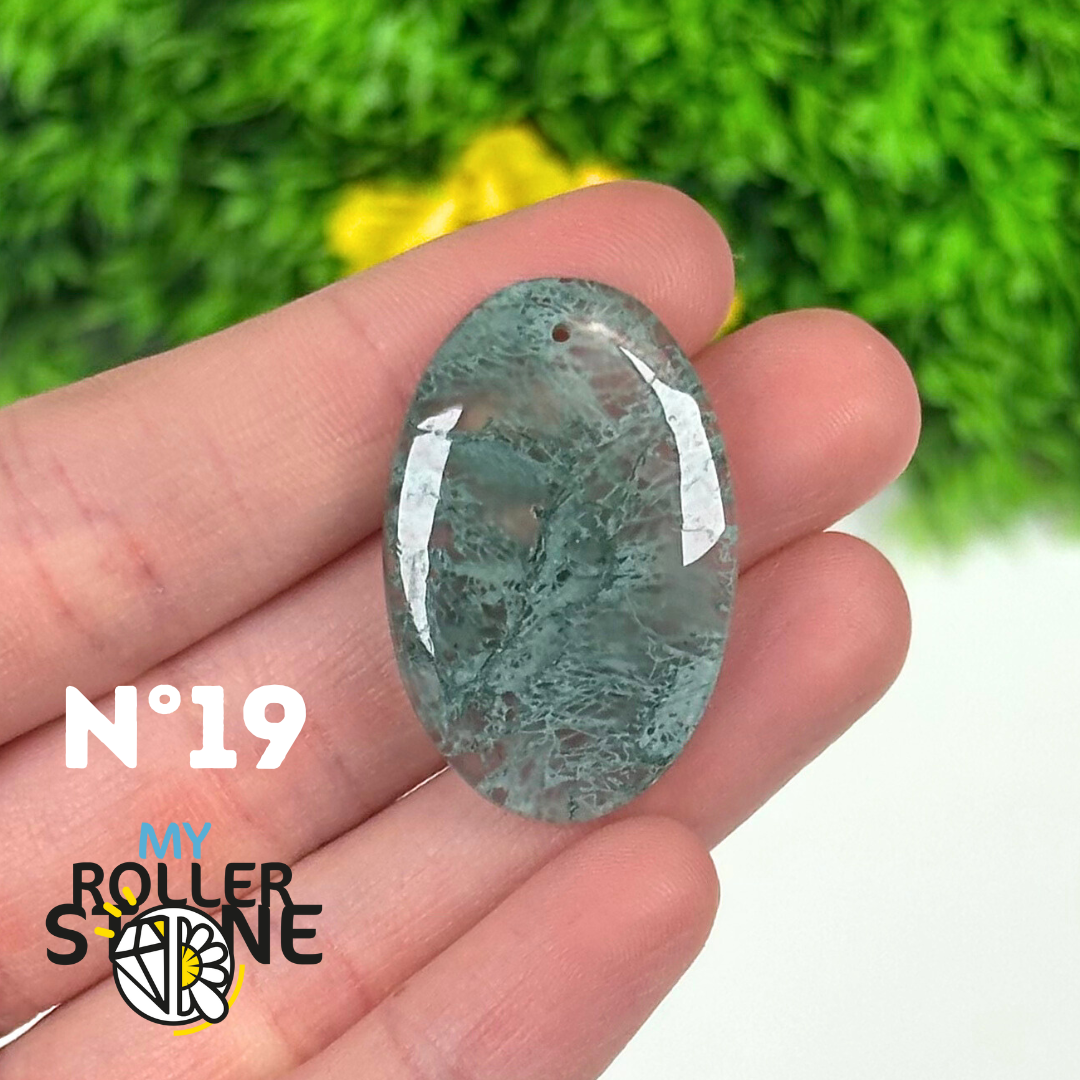 Pendentif Agate Mousse percé 5A