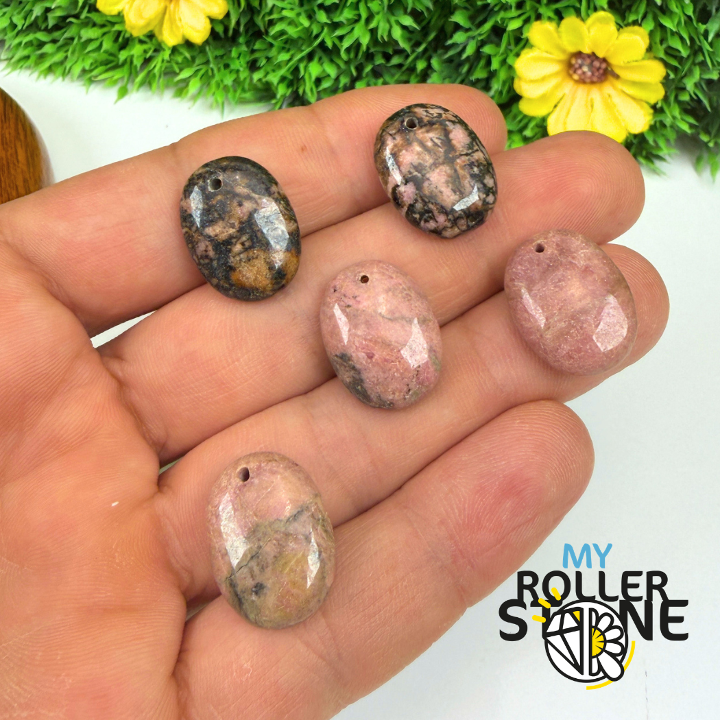 Pendentif Percé Rhodonite Ovale