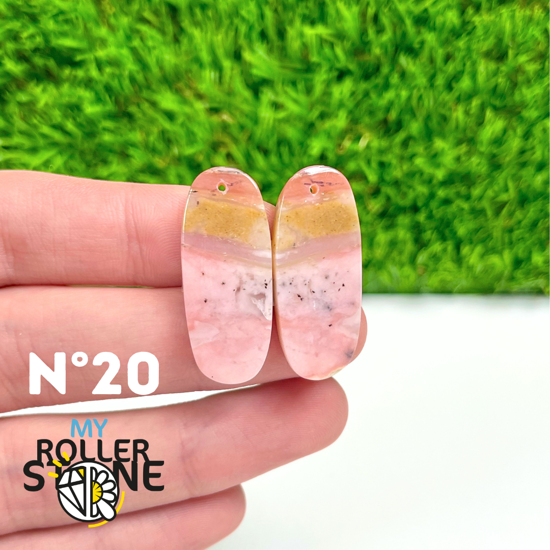 Pendentif Percé Opale Rose Duo