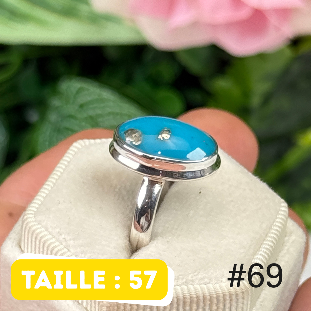 Bague argent 925 turquoise persane Nishapur #TR69