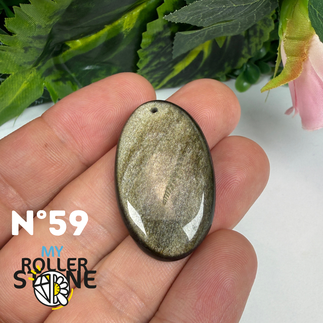 Pendentif Obsidienne dorée 5A percé