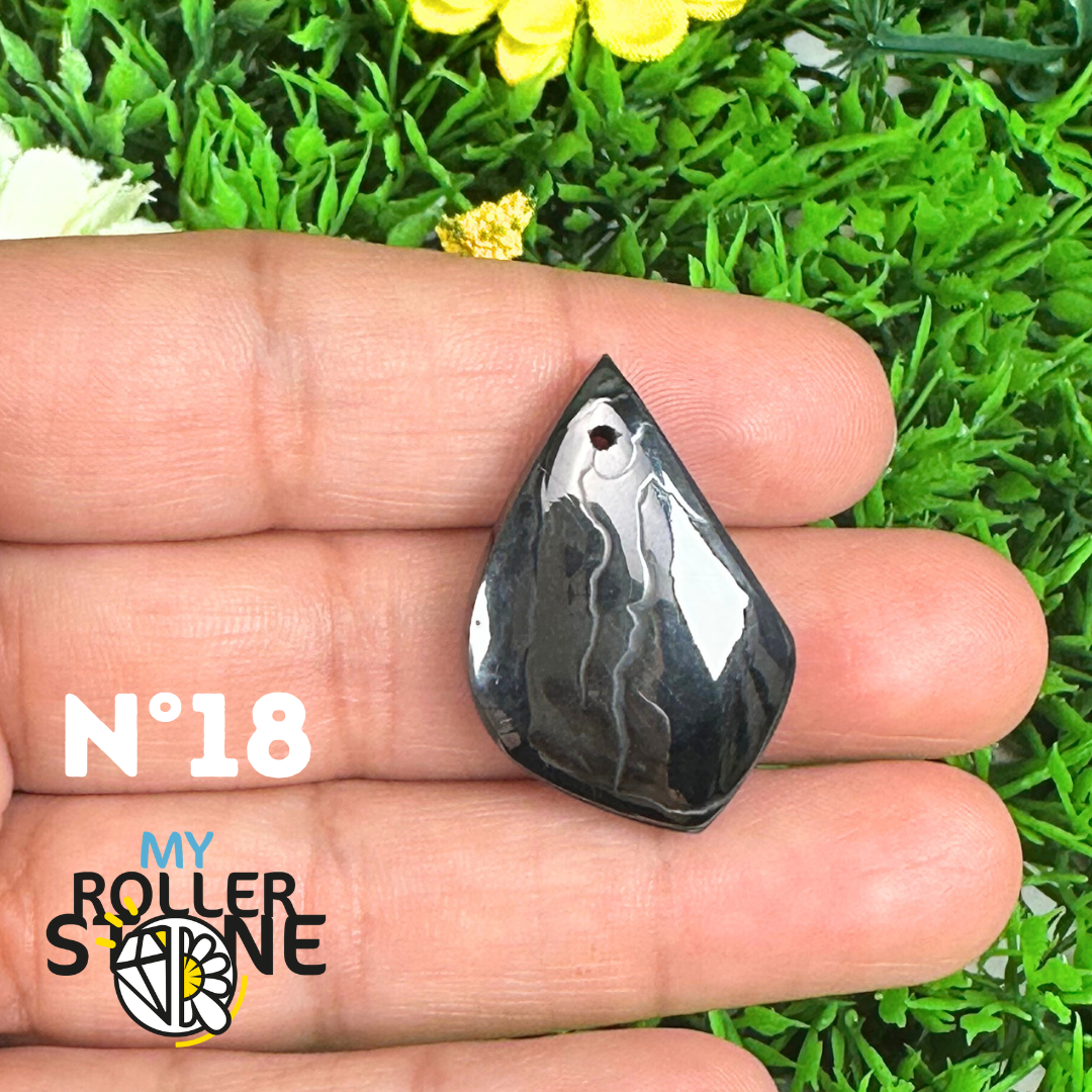 Pendentif Percé Psilomelane Argenté