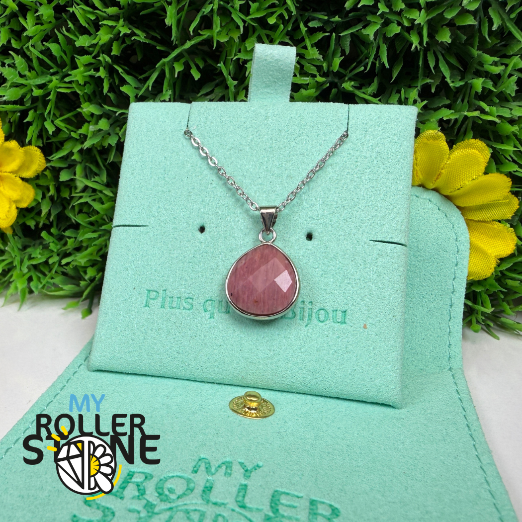 Pendentif Rhodonite Facetté Argenté