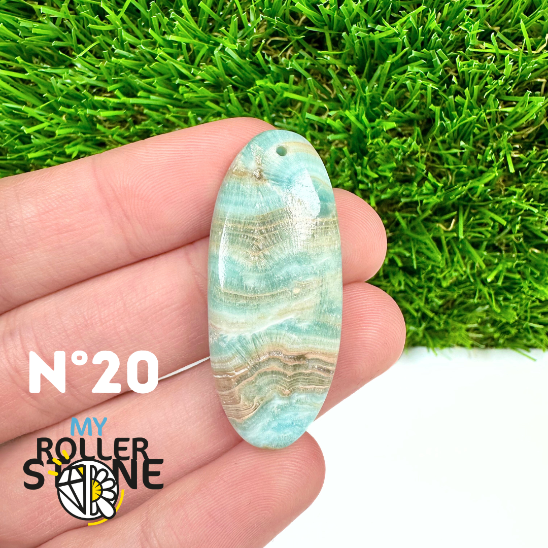 Pendentif Percé Calcite Cambrienne Bleue 5A