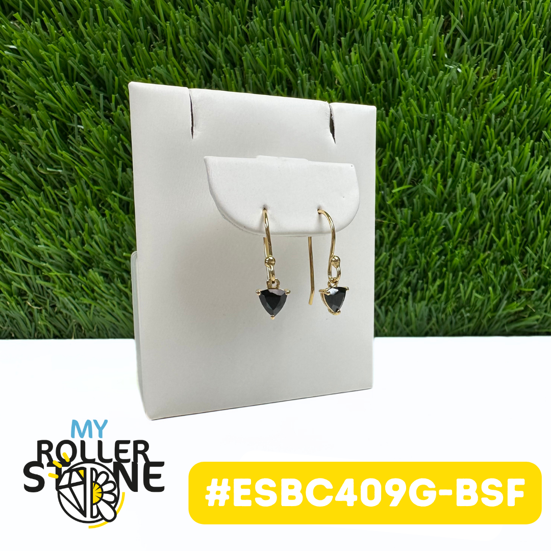 Boucles d'oreilles Argent 925 plaqué or Spinelle noire (ESBC409G-BSF)