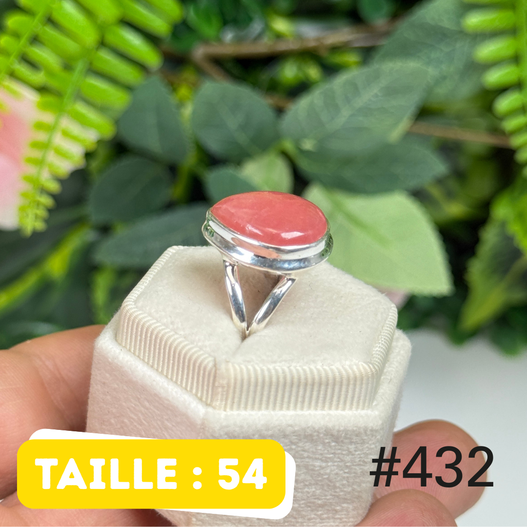Bague argent 925 rhodochrosite translucide #R432