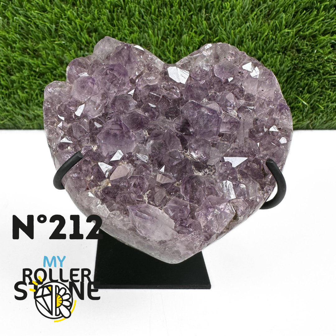 Géode Coeur Améthyste sur Support Métal #212