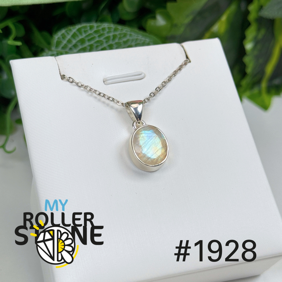 Pendentif argent pierre de lune facettée #1928