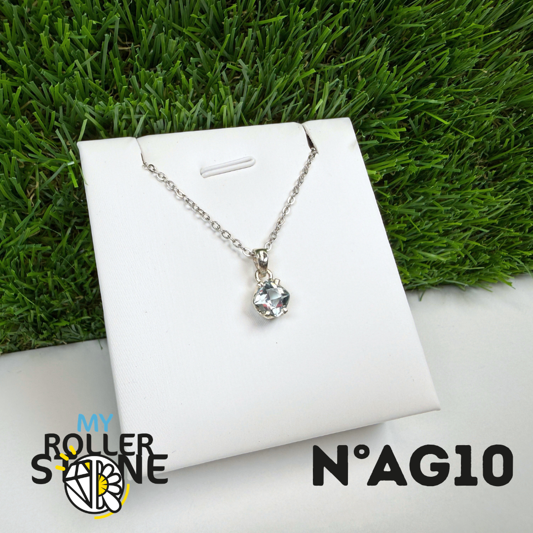 Pendentif Aigue-Marine Facettée Argent 925 #AG10