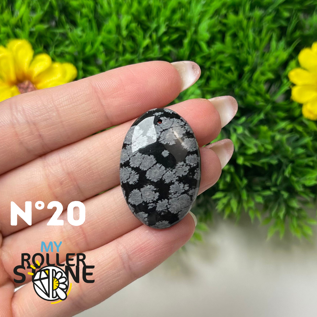 Pendentif Obsidienne flocon de neige 5A percé