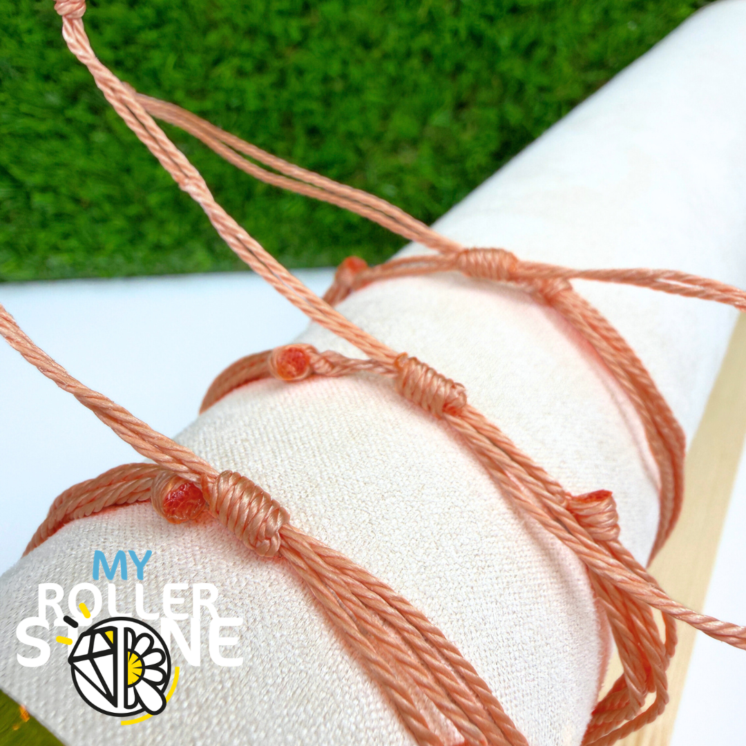 Bracelet Cordon Ciré Orange avec Perles