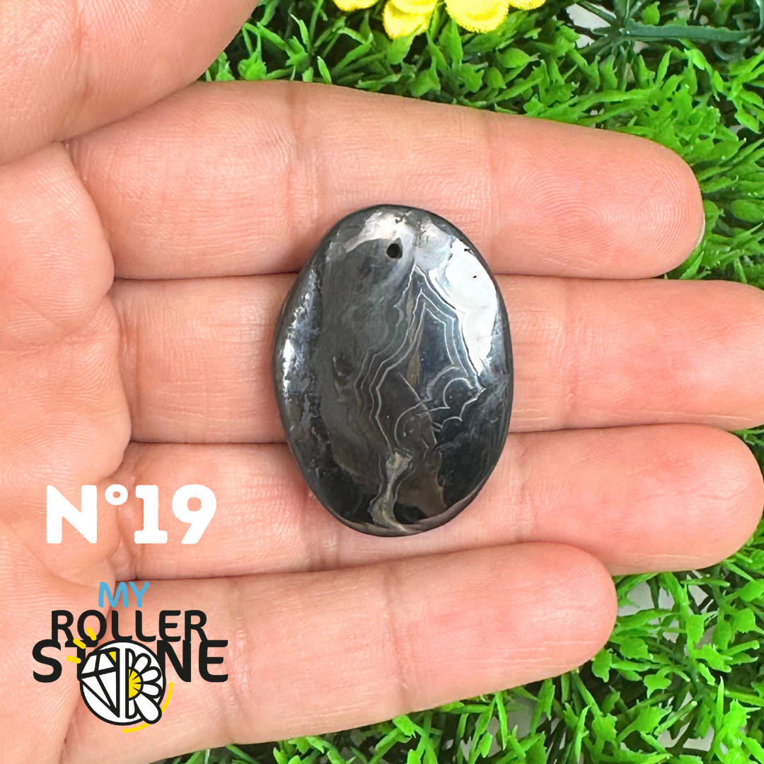 Pendentif Percé Psilomelane Argenté