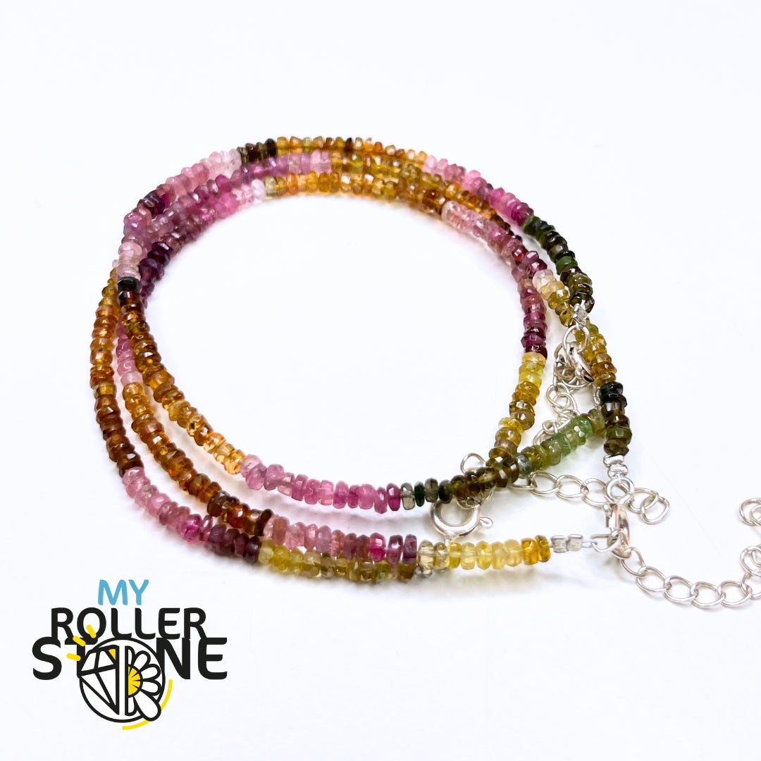 Bracelet en Tourmaline facettée multicolore 5A