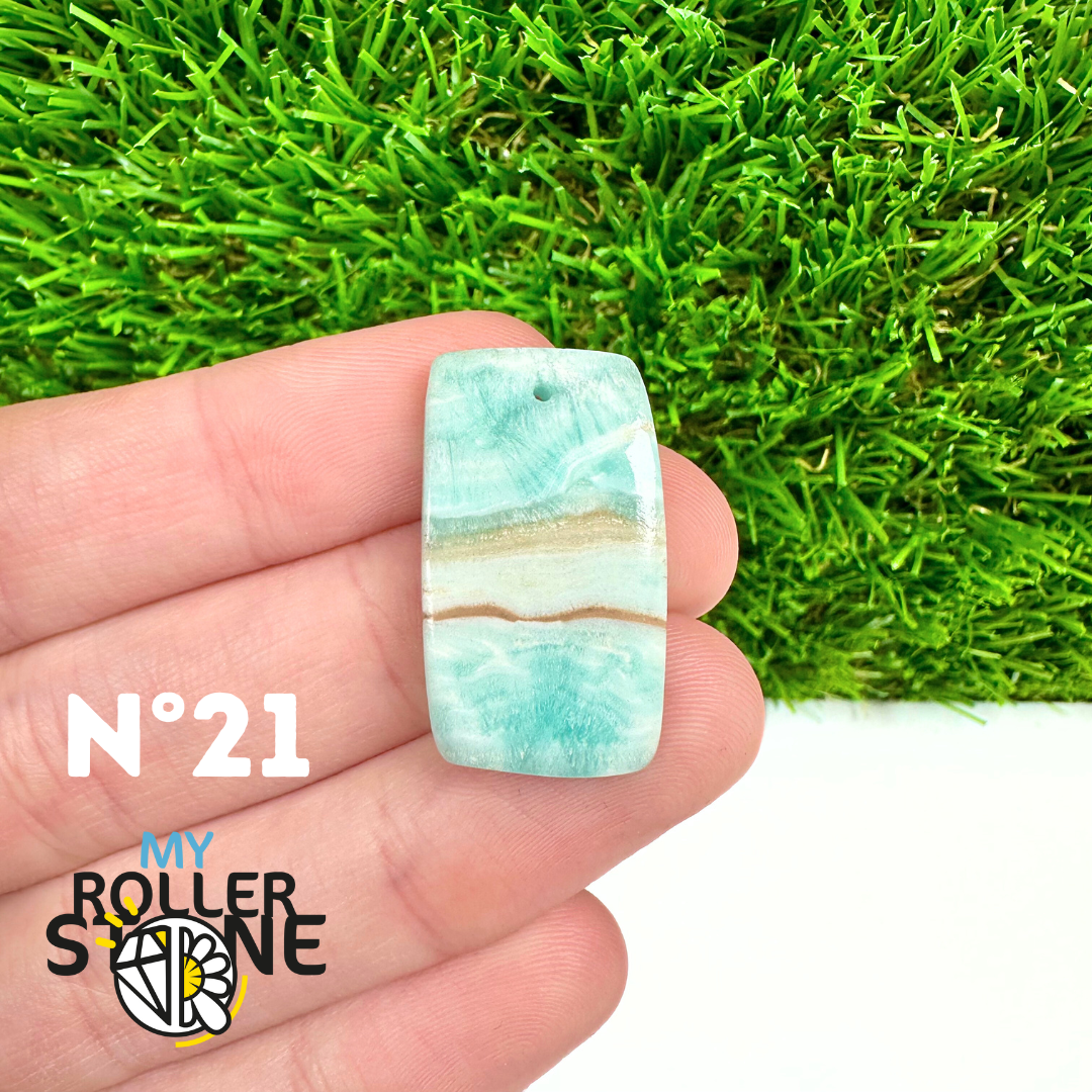 Pendentif Percé Calcite Cambrienne Bleue 5A