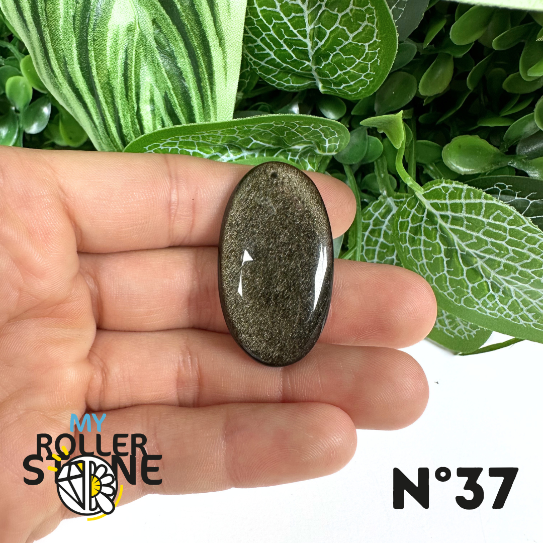 Pendentif Obsidienne dorée 5A percé