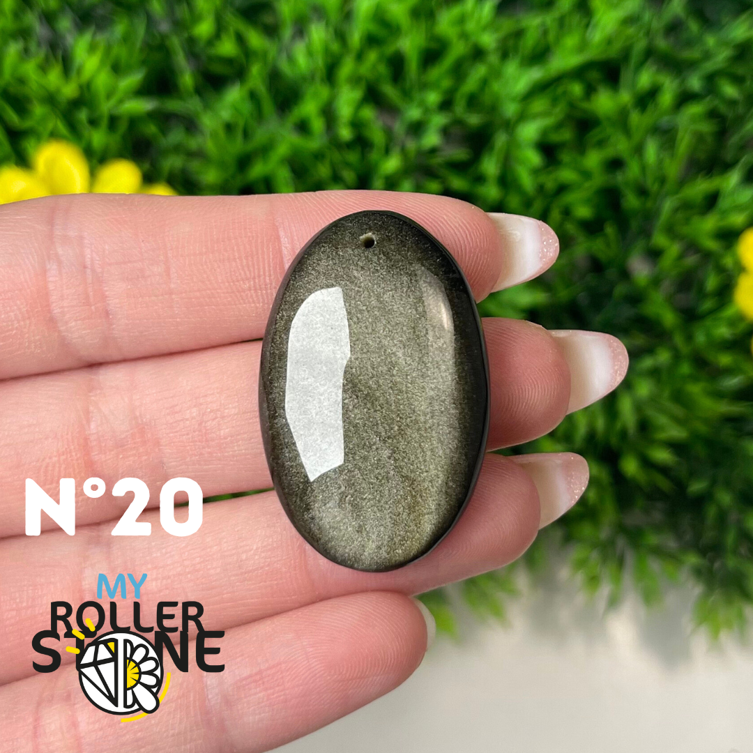 Pendentif Obsidienne dorée 5A percé