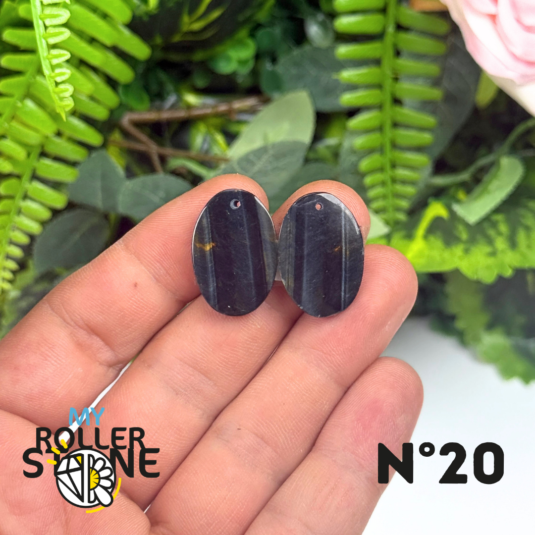 Paire de Cabochon percé en Oeil de Faucon pour Boucles d'oreilles