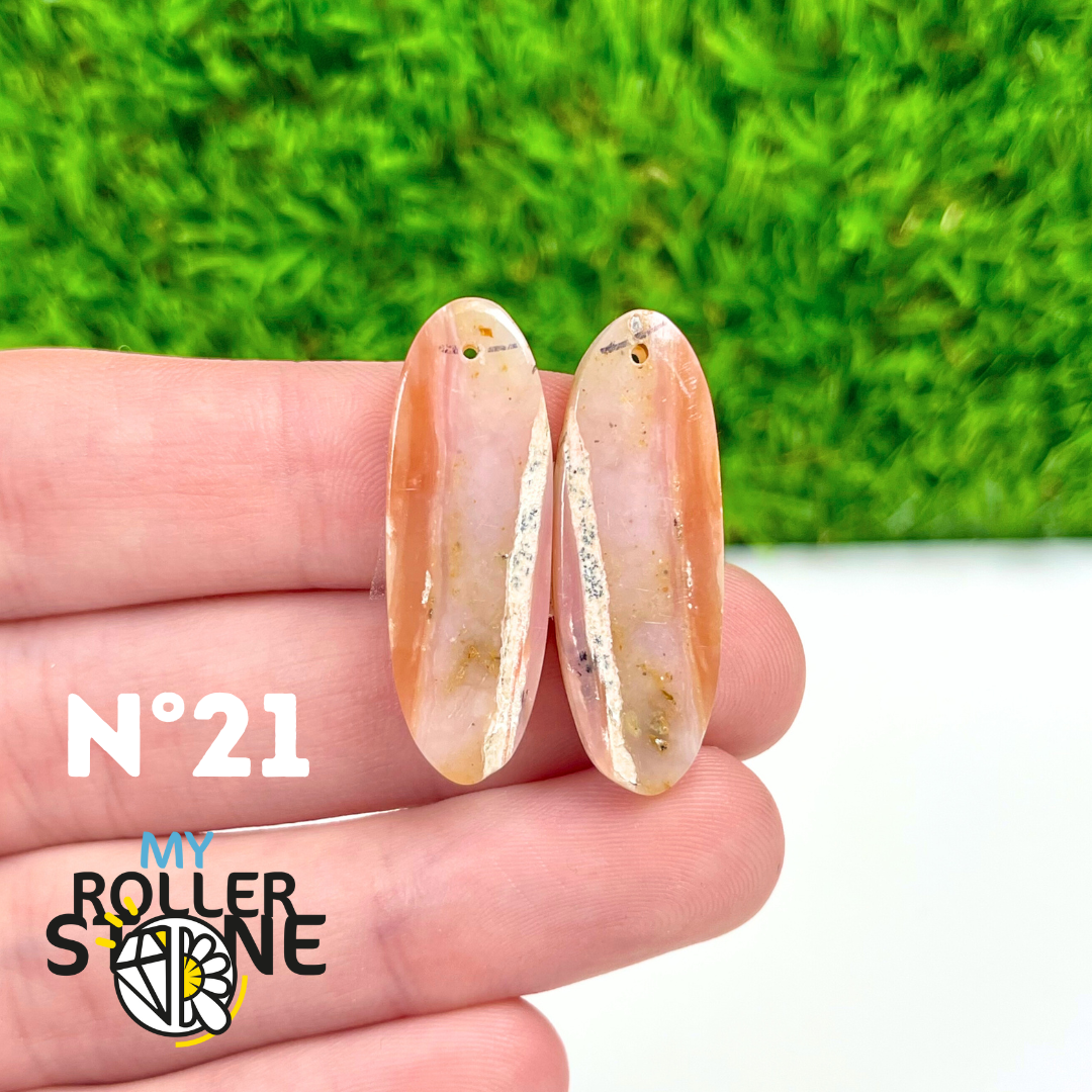 Pendentif Percé Opale Rose Duo