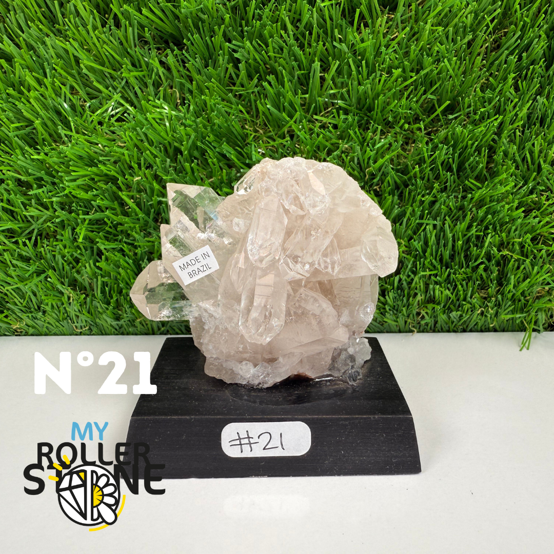 Cristal de roche sur support bois