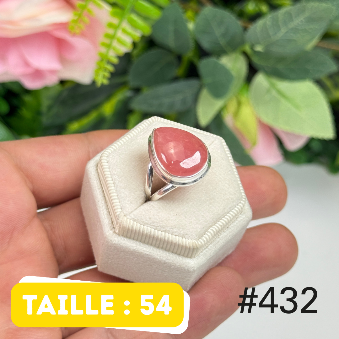 Bague argent 925 rhodochrosite translucide #R432