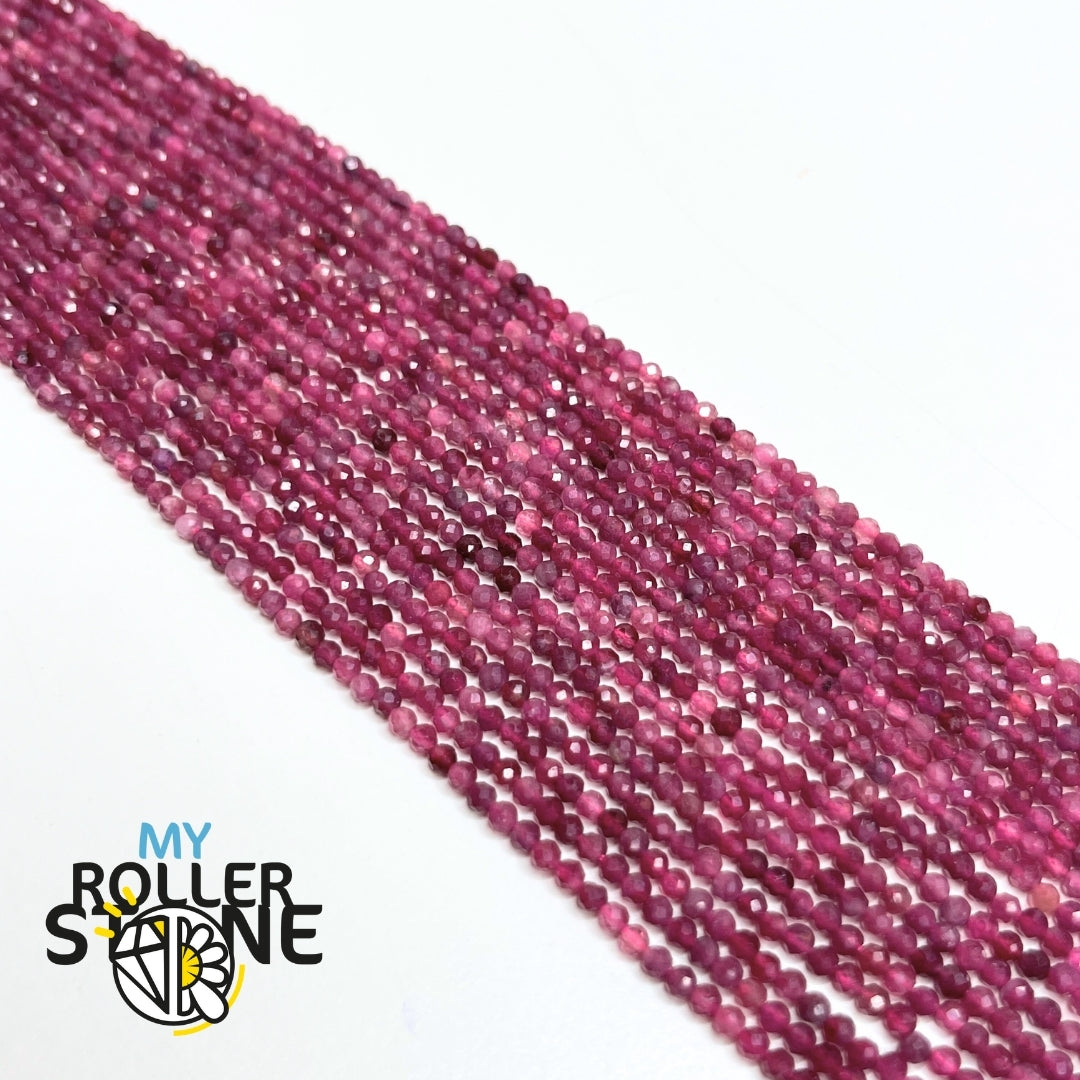 Perle Facettée Tourmaline Rubellite 5A 2 MM