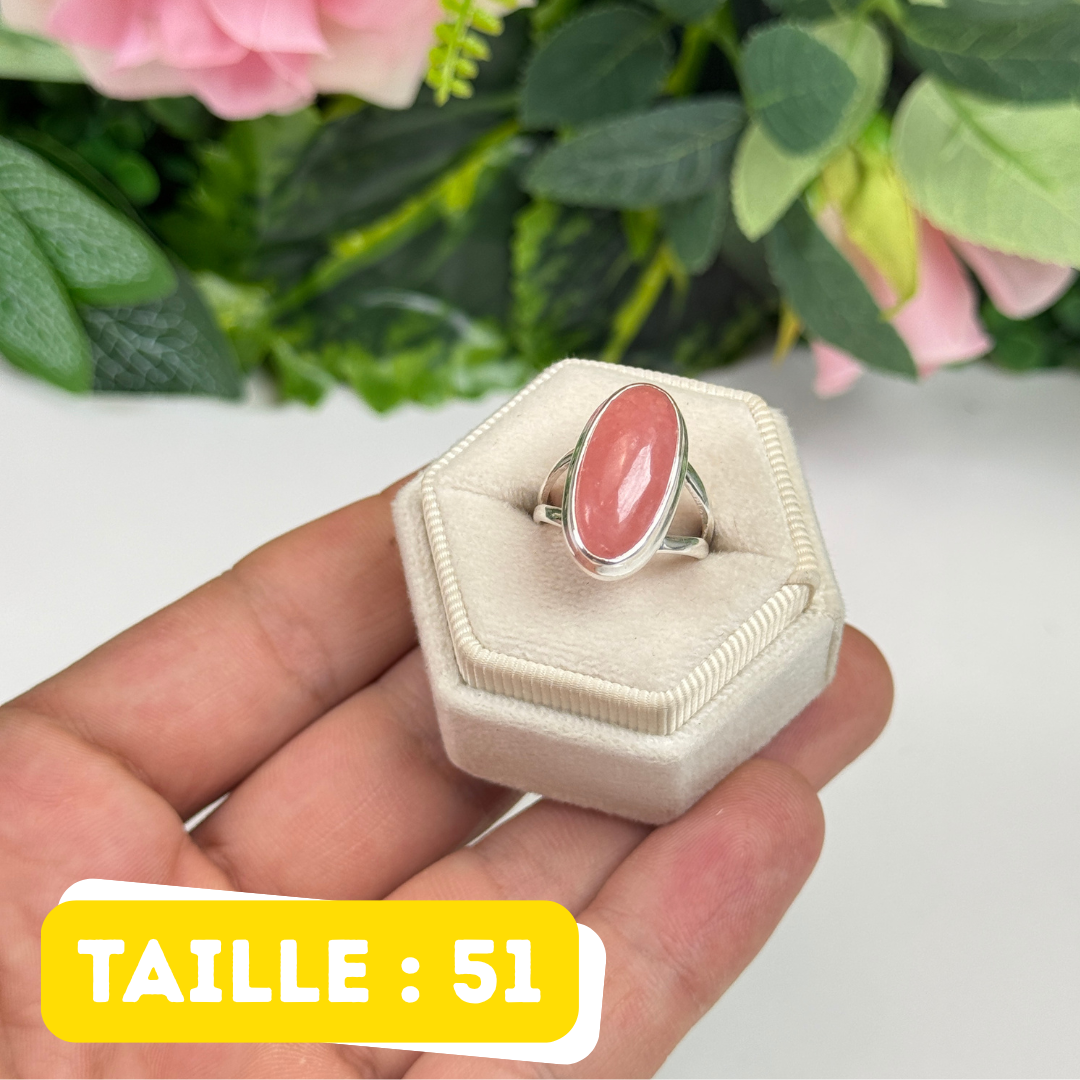 Bague argent 925 rhodochrosite translucide #R457