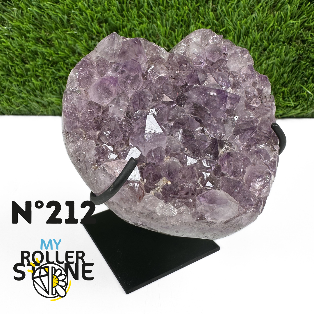 Géode Coeur Améthyste sur Support Métal #213