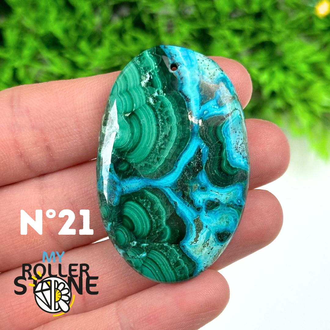 Pendentif Percé Malachite Chrysocolle 5A
