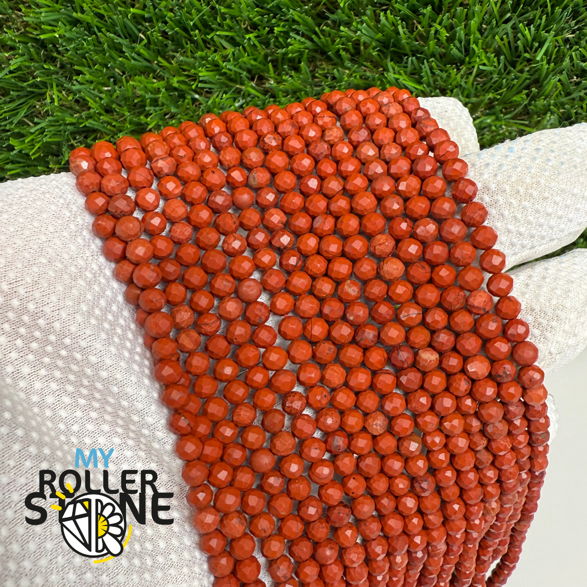 Perle Facettée Jaspe rouge 4MM