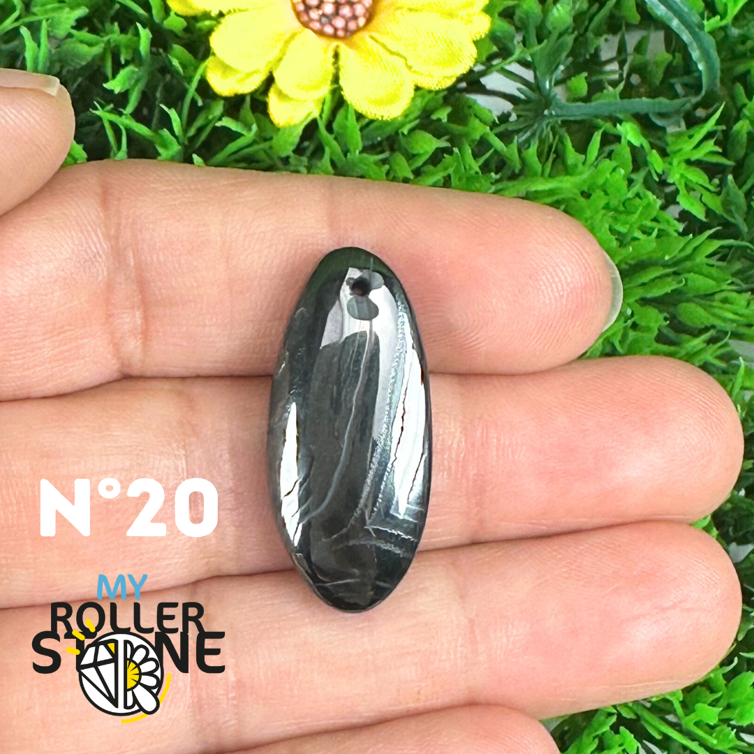 Pendentif Percé Psilomelane Argenté