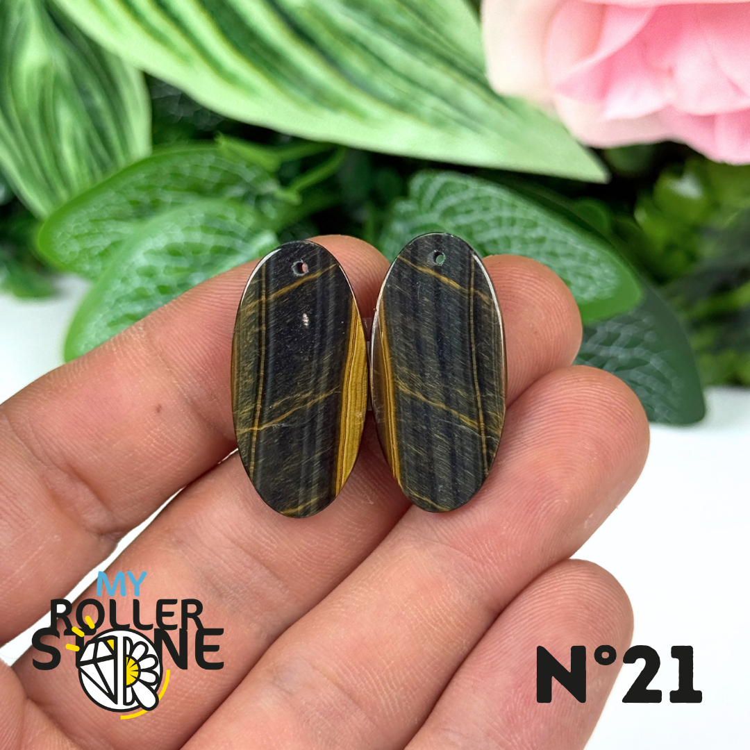 Paire de Cabochon percé en Oeil de Faucon pour Boucles d'oreilles