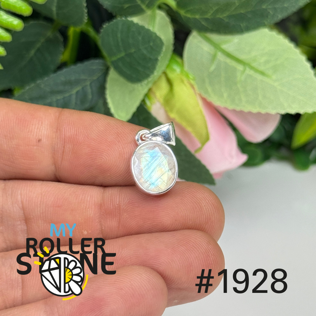 Pendentif argent pierre de lune facettée #1928