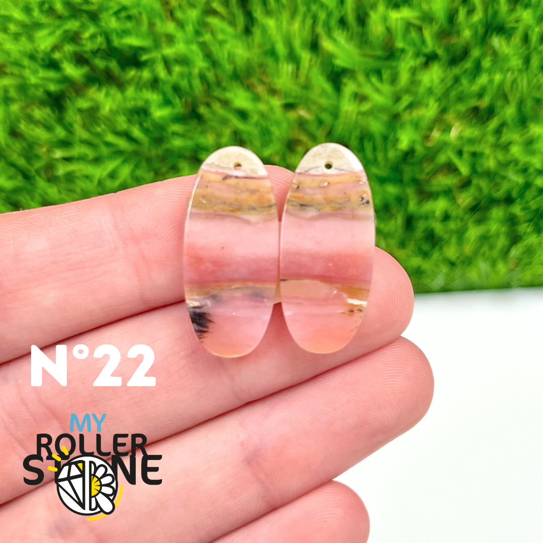 Pendentif Percé Opale Rose Duo