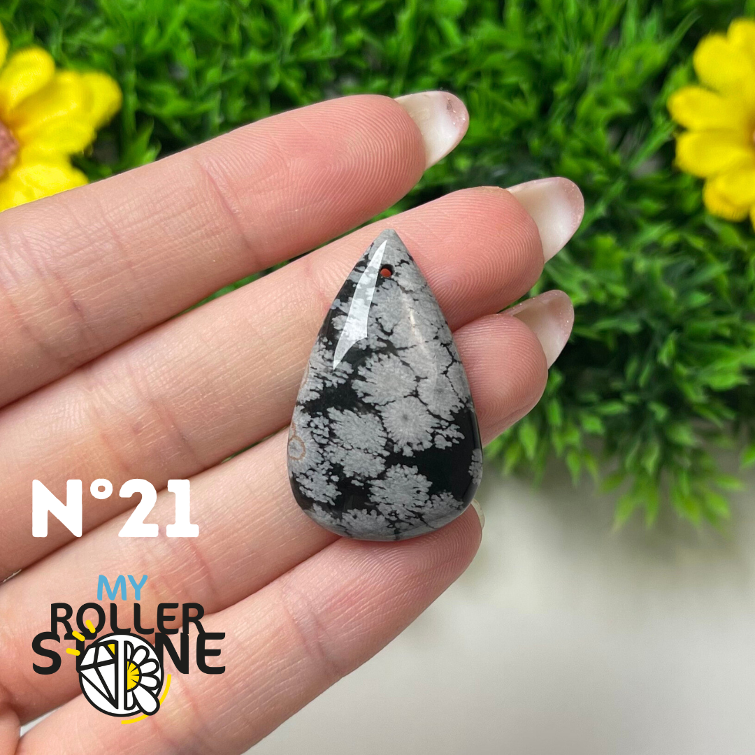 Pendentif Obsidienne flocon de neige 5A percé