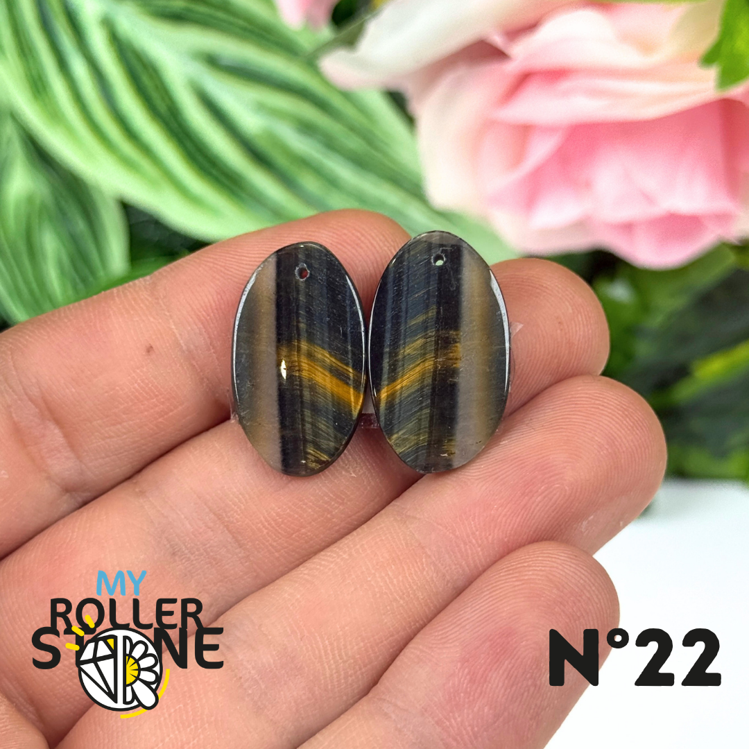 Paire de Cabochon percé en Oeil de Faucon pour Boucles d'oreilles