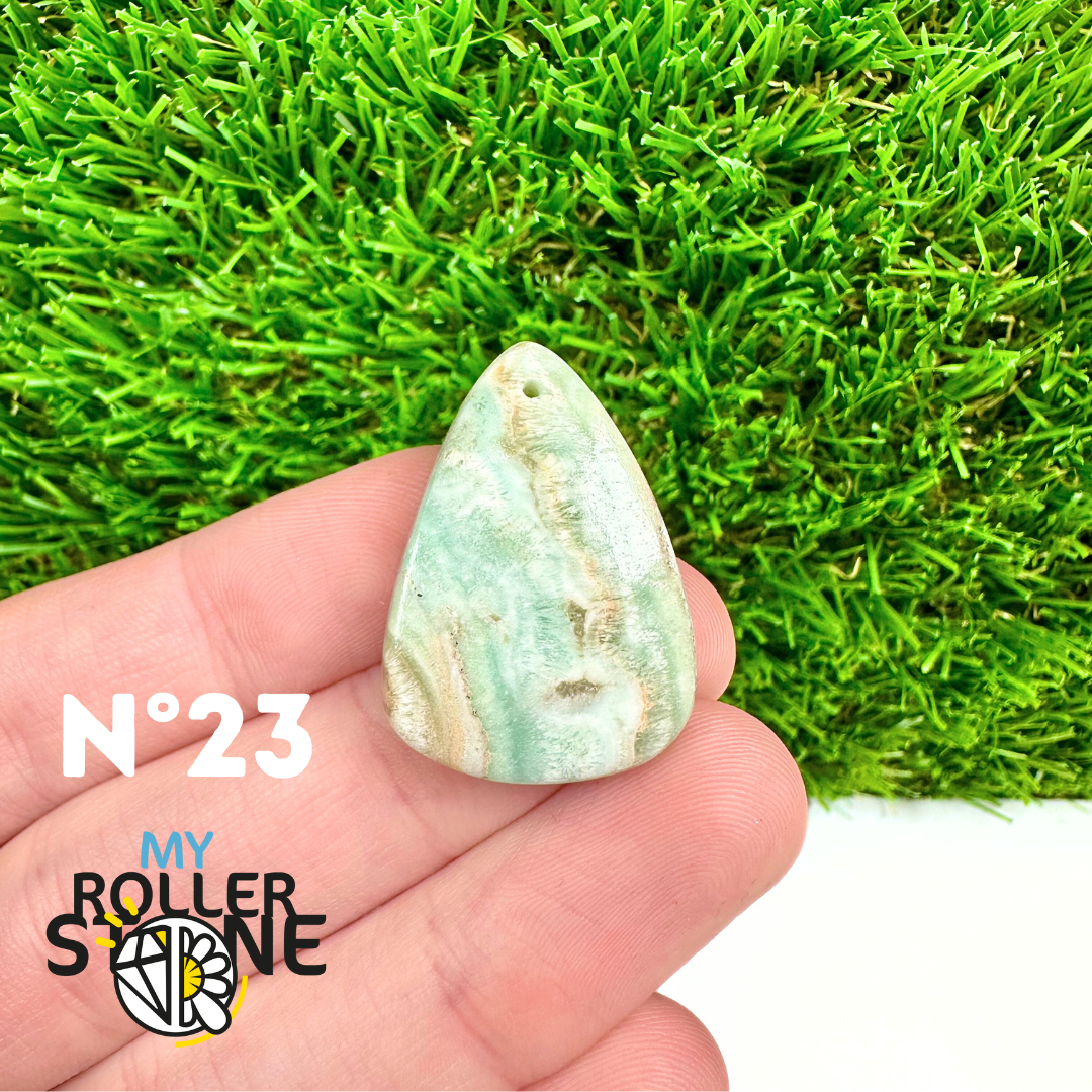 Pendentif Percé Calcite Cambrienne Bleue 5A