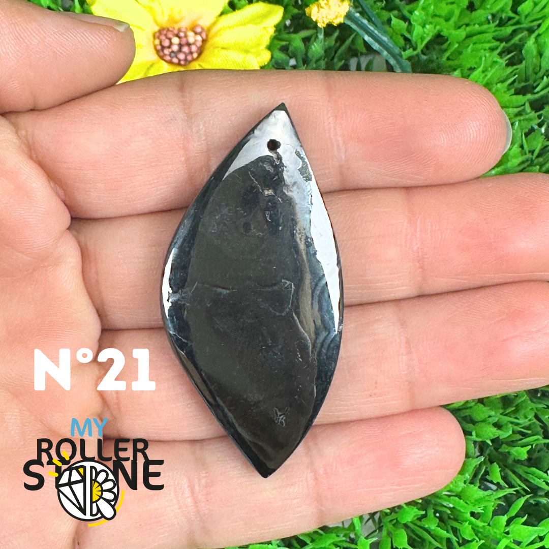 Pendentif Percé Psilomelane Argenté