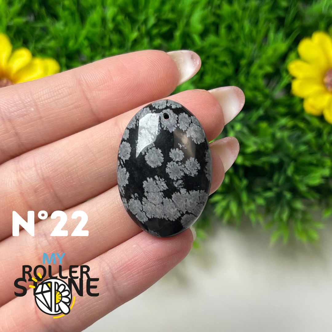 Pendentif Obsidienne flocon de neige 5A percé