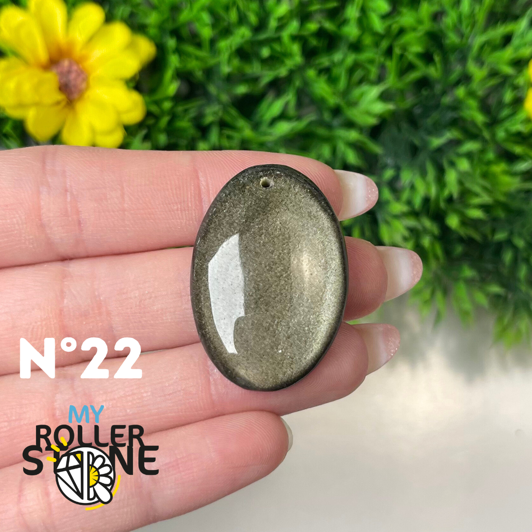 Pendentif Obsidienne dorée 5A percé