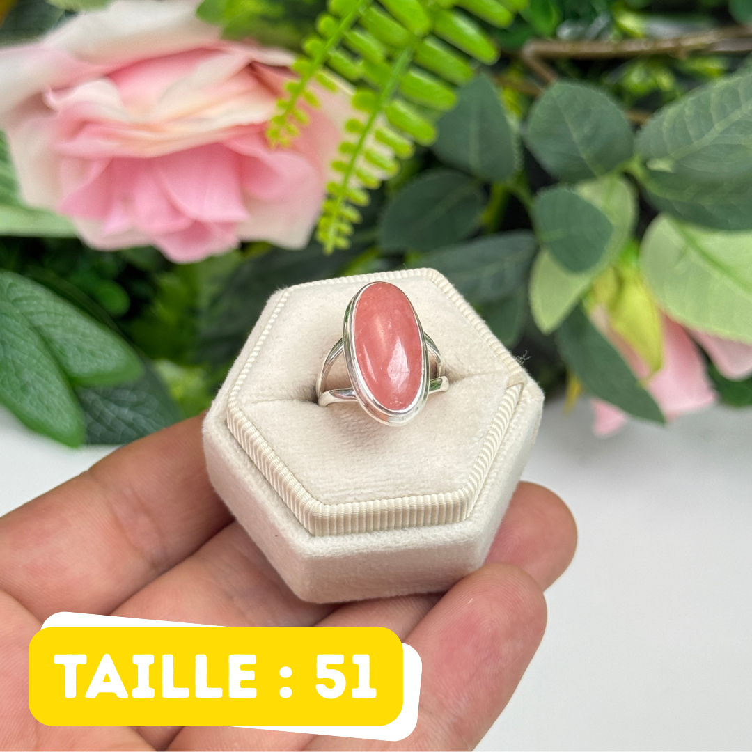Bague argent 925 rhodochrosite translucide #R457