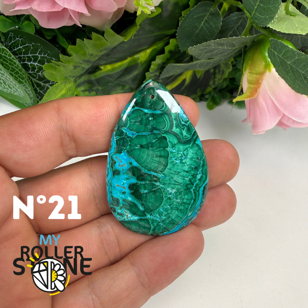 Pendentif Malachite Chrysocolle Percé 5A