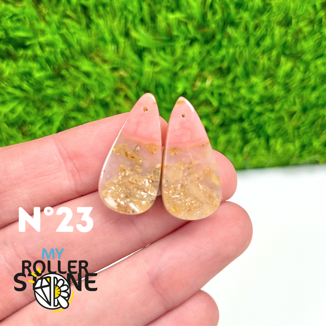 Pendentif Percé Opale Rose Duo