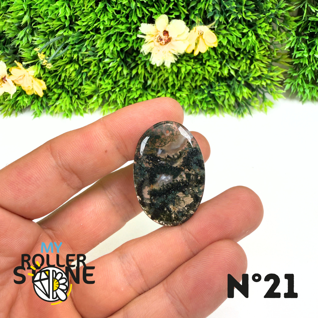 Pendentif Percé Agate Mousse Naturelle 5A
