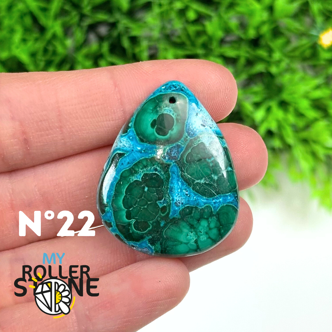 Pendentif Percé Malachite Chrysocolle 5A
