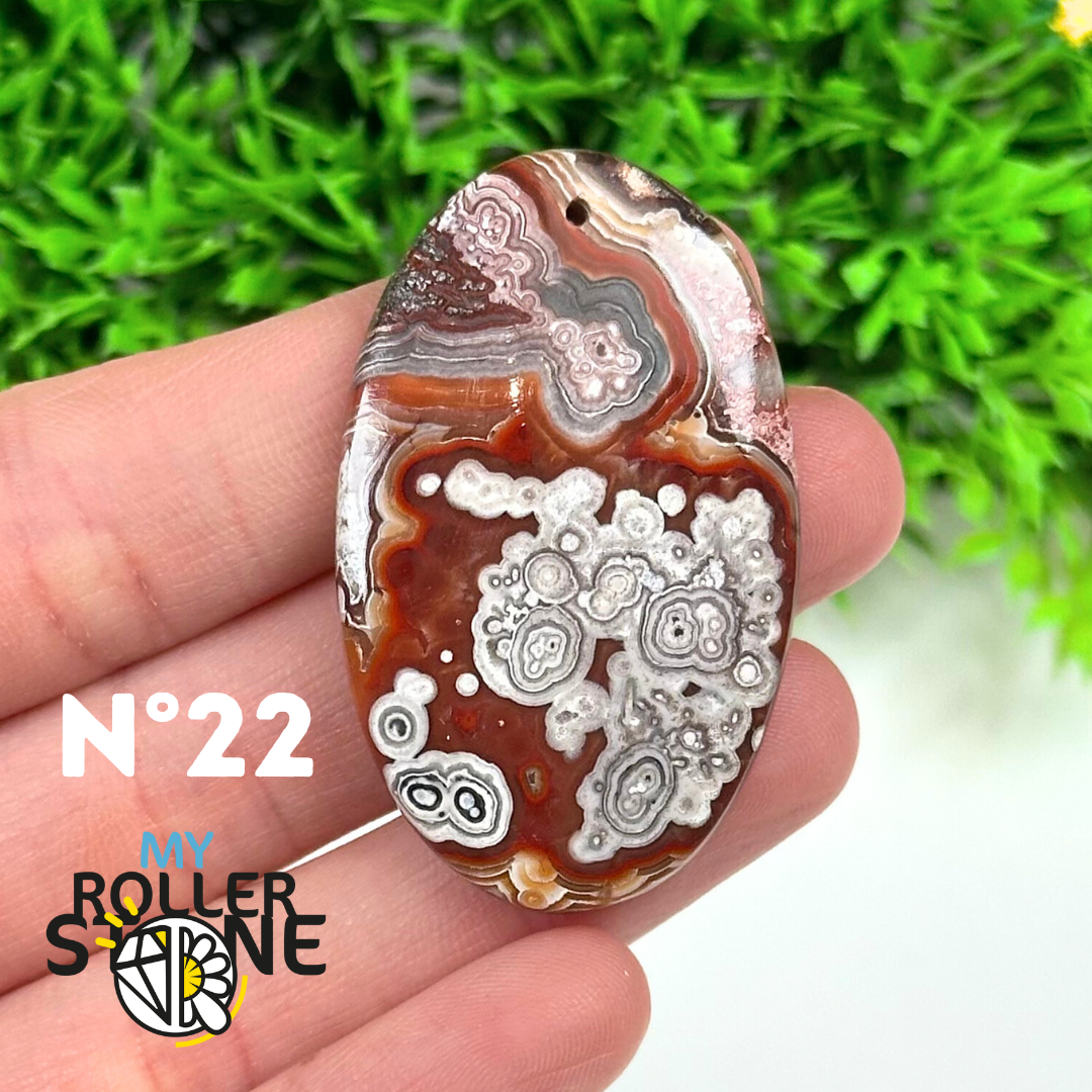 Pendentif Percé Agate Mexicaine 5A